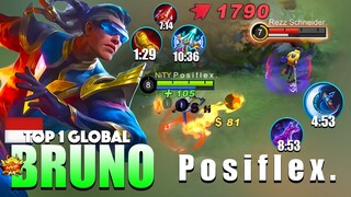 Bruno Damage Totally Insane! Powerful CRT | Top 1 Global Bruno Gameplay By P o s i f l e x . ~ MLBB