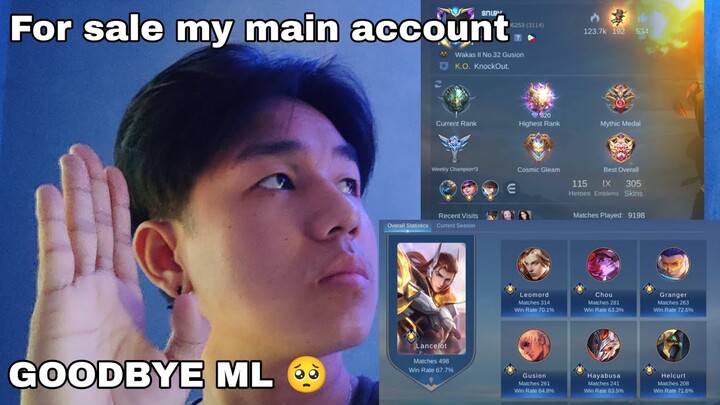 MOBILE LEGENDS ACCOUNT FOR SALE | Goodbye my main account 🥺 - sniby