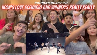 COUSINS REACT TO iKON - 'LOVE SCENARIO' AND WINNER - ‘REALLY REALLY’ DANCE PRACTICE VIDEOS