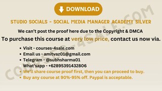 [Course-4sale.com] -  Studio Socials – Social Media Manager Academy Silver