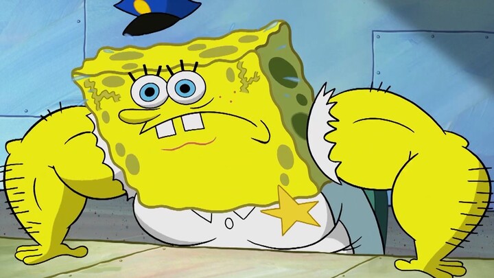 SpongeBob tidak hanya mengembangkan ototnya, tetapi juga menjadi seorang polisi, dan itu terasa sang