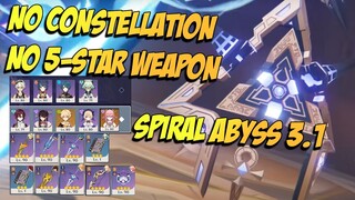 Spiral Abyss 3.1 NO CONSTELLATION & NO 5-STAR WEAPON - Genshin Impact Indonesia