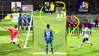 DLS 22 vs FIFA 22 Mobile vs eFootball PES 2022 | Realistic Free Kick & Penalty