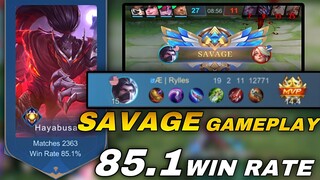 19 KILLS! SAVAGE GAMEPLAY HAYABUSA SHADOW OF OBSCURITY TOP GLOBAL 1 MOBILE LEGENDS