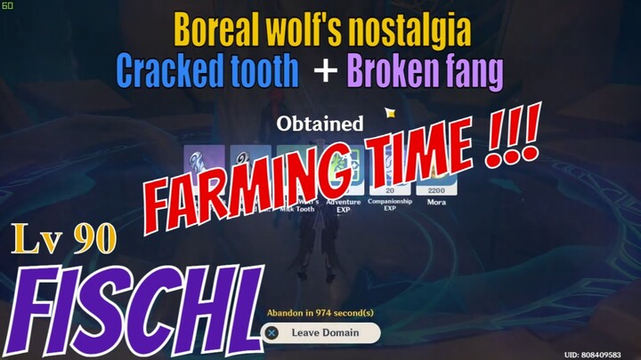 Boreal Wolf's Milk Tooth Genshin Impact - Fischl lv 90 Farming Time