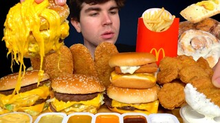 ASMR MUKBANG EXTRA BIG MAC BURGERS, CHICKEN NUGGETS, HASH BROWNS MCDONALDS FRIES | WITH CHEESE PARTY