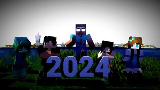 Goodbye 2023 welcome new year 2024 and poor Herobrine - Minecraft Animation